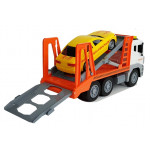 Odťahovacie vozidlo s autom 1:12 - bielo-oranžové